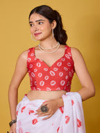 Lips Digital Print Satin Georgette Saree