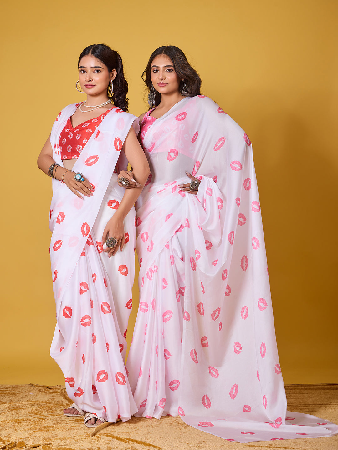 Lips Digital Print Satin Georgette Saree
