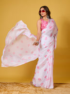 Lips Digital Print Satin Georgette Saree