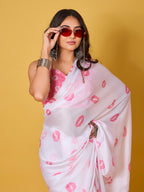 Lips Digital Print Satin Georgette Saree