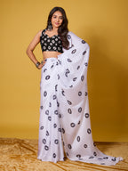 Lips Digital Print Satin Georgette Saree