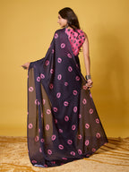 Lips Digital Print Satin Georgette Saree