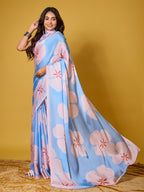 Beach Floral Satin Georgette Saree