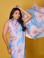 Beach Floral Satin Georgette Saree