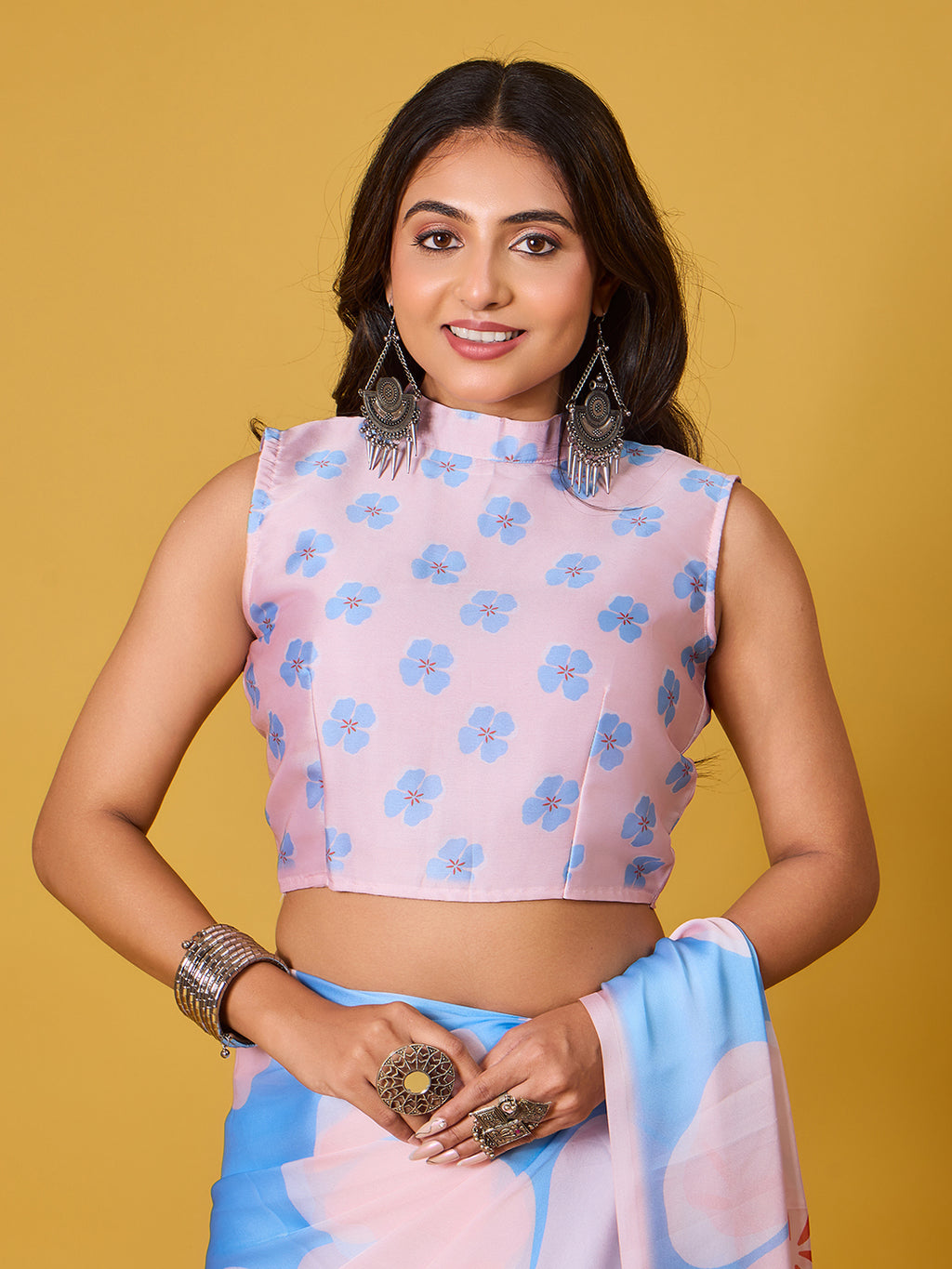 Beach Floral Satin Georgette Saree