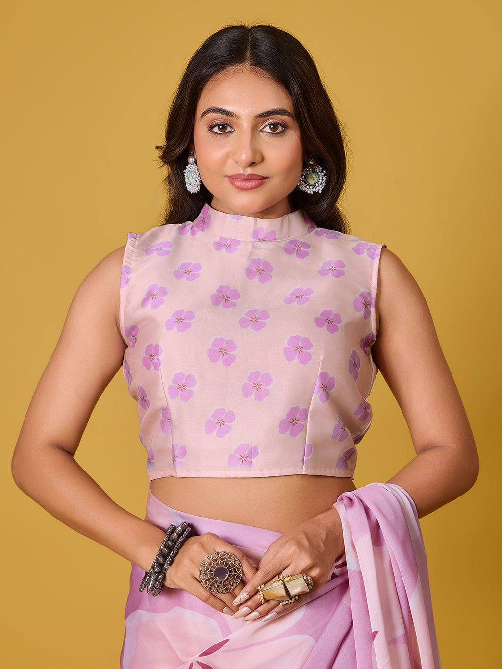 Beach Floral Satin Georgette Saree