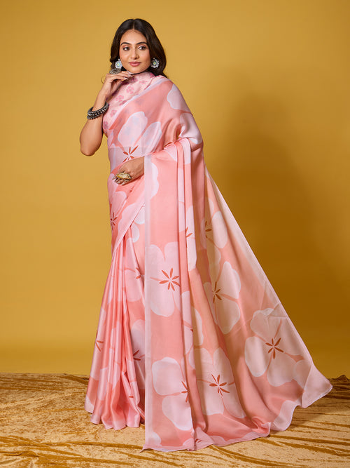 Beach Floral Satin Georgette Saree