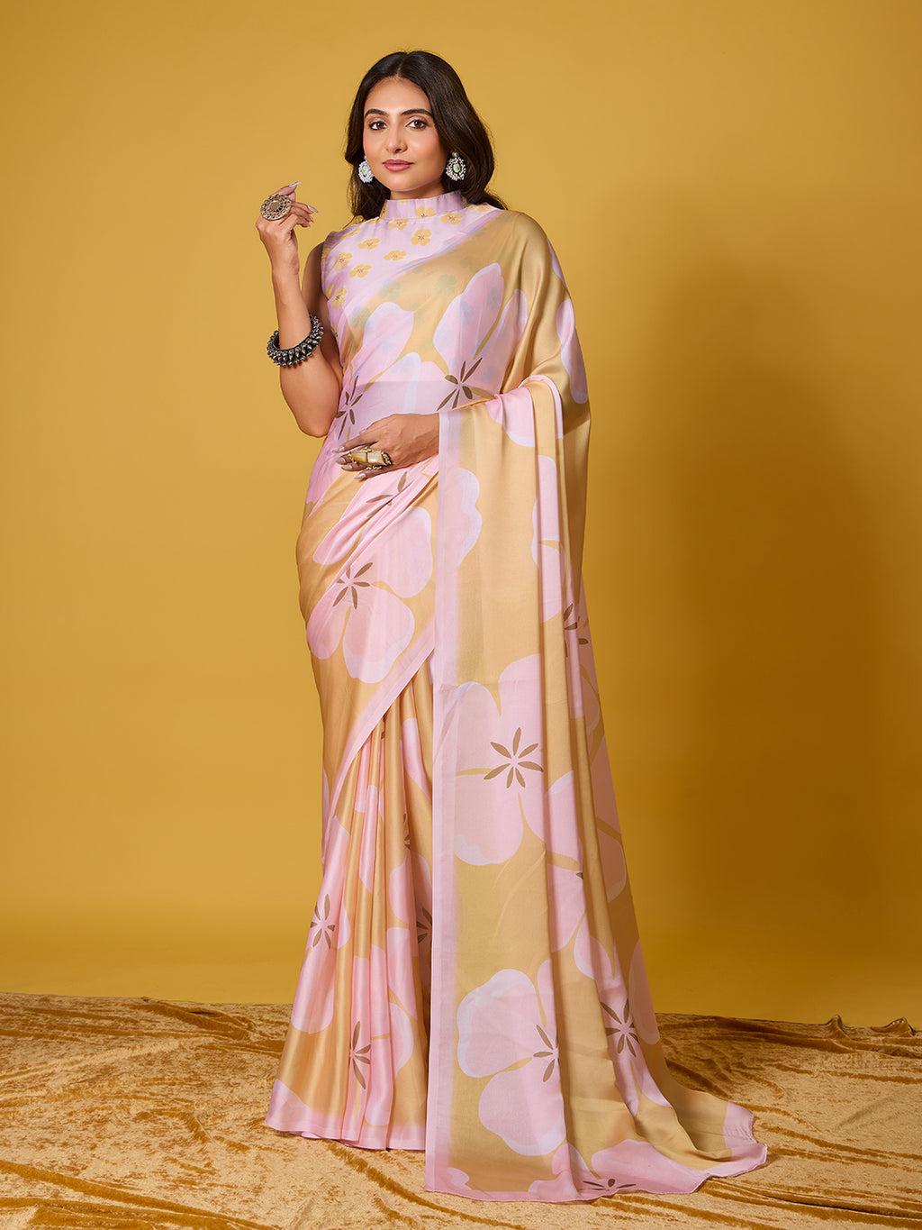 Beach Floral Satin Georgette Saree