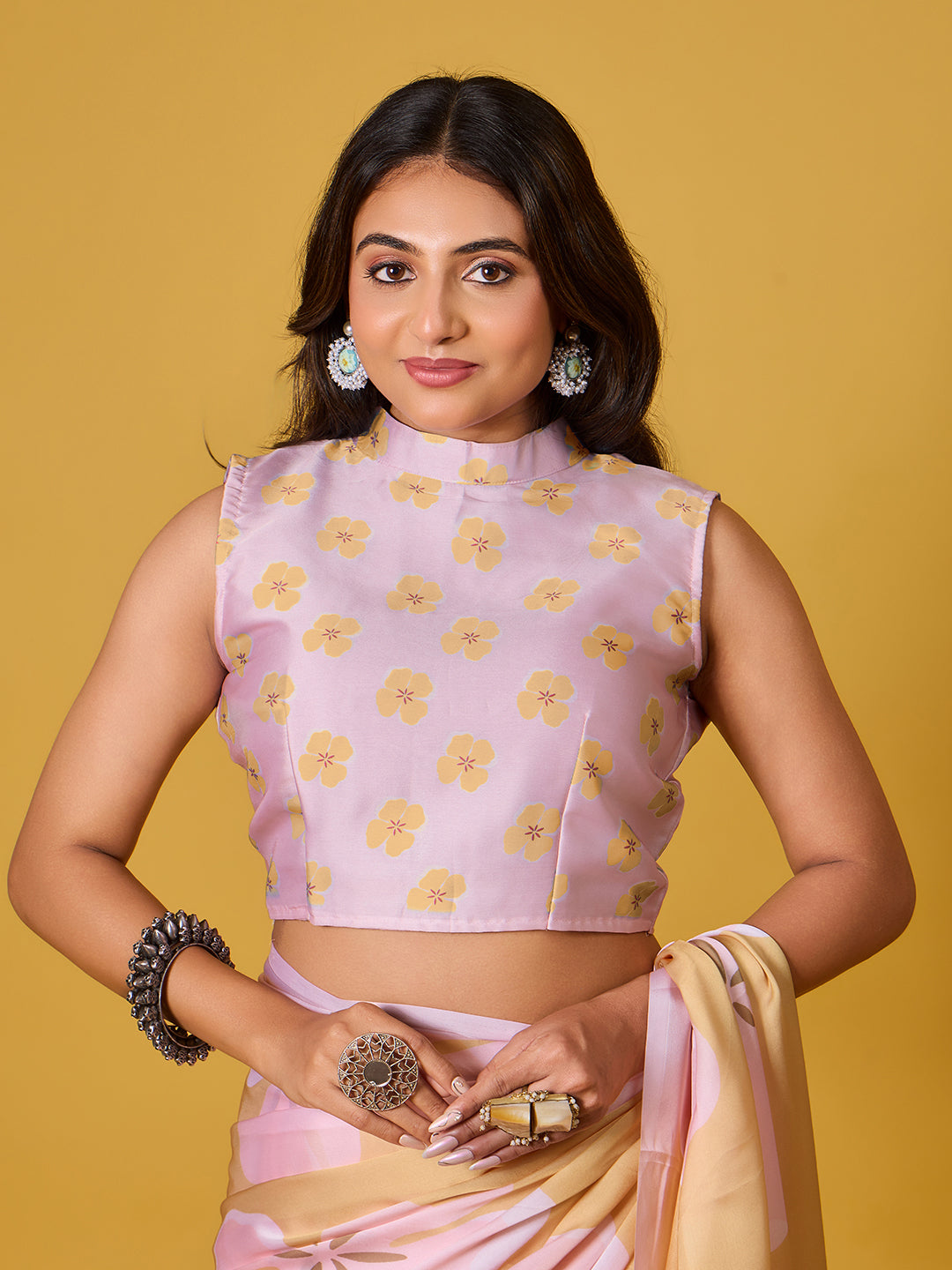 Beach Floral Satin Georgette Saree