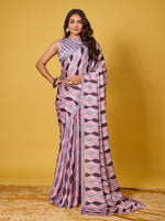 Striped Satin Georgette Saree