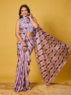 Striped Satin Georgette Saree