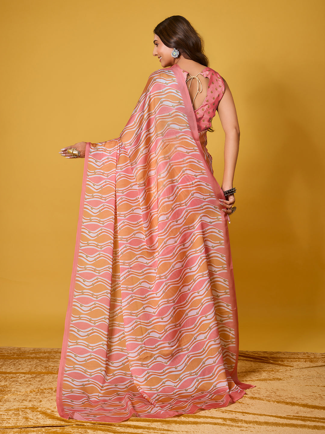 Striped Satin Georgette Saree
