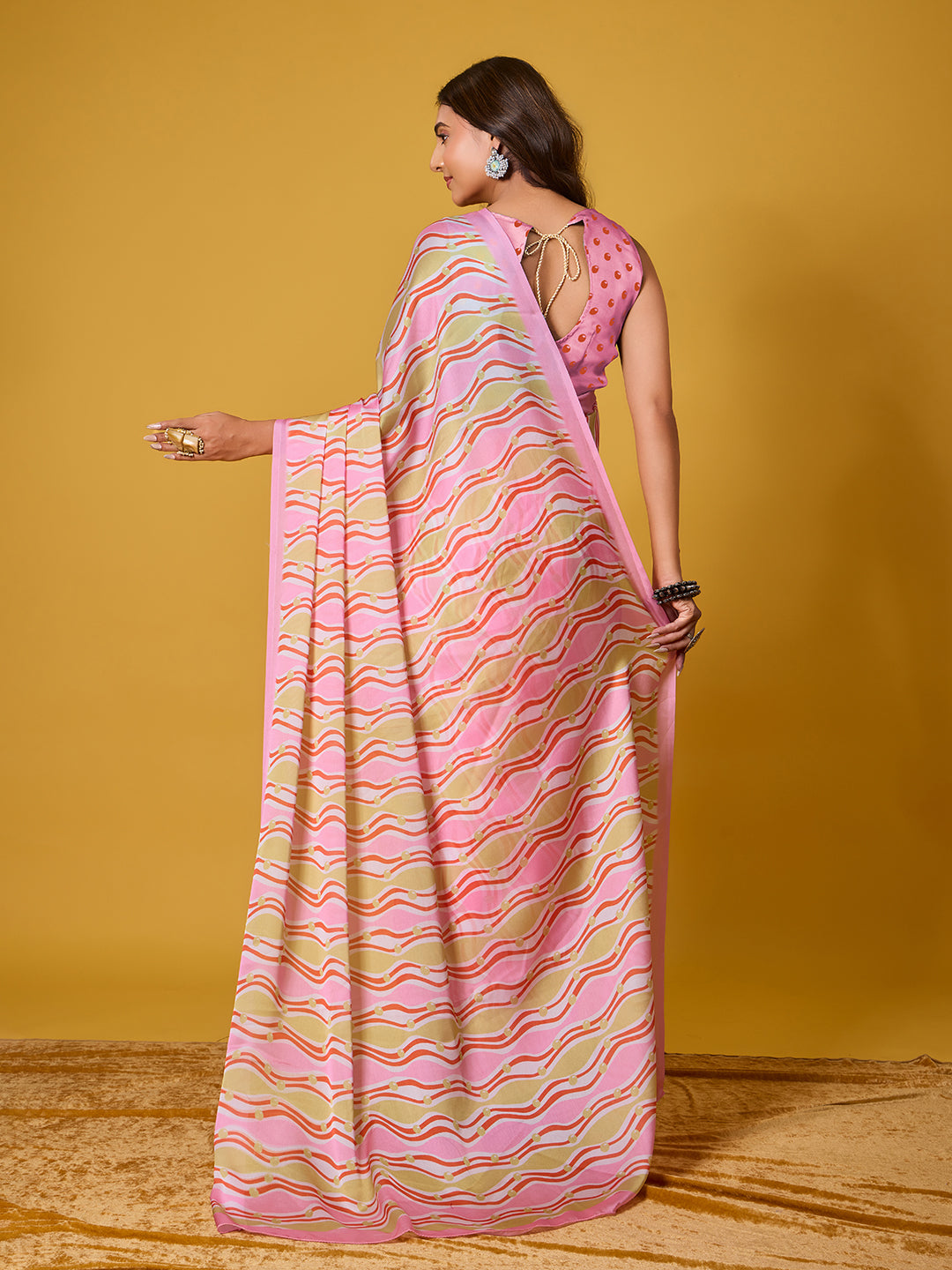 Striped Satin Georgette Saree