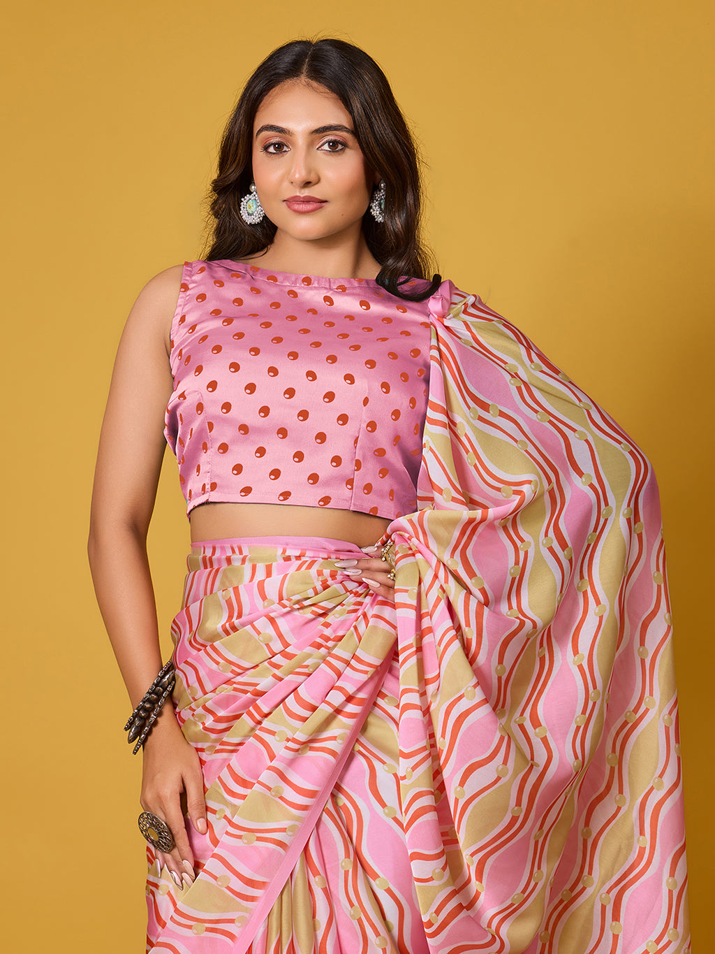 Striped Satin Georgette Saree