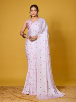 Lovely Red Heart Satin Georgette Saree