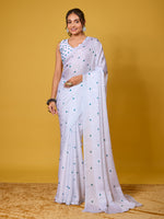 Lovely Green Heart Satin Georgette Saree