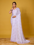 Lovely Purple Heart Satin Georgette Saree