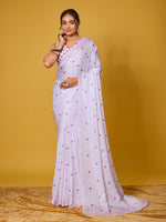 Lovely Purple Heart Satin Georgette Saree