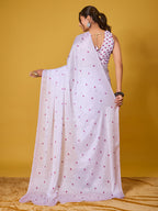 Lovely Purple Heart Satin Georgette Saree