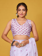 Lovely Purple Heart Satin Georgette Saree