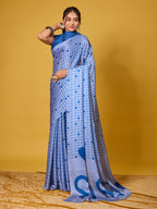 SOS Sassy Blue Satin Georgette Saree