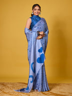 SOS Sassy Blue Satin Georgette Saree