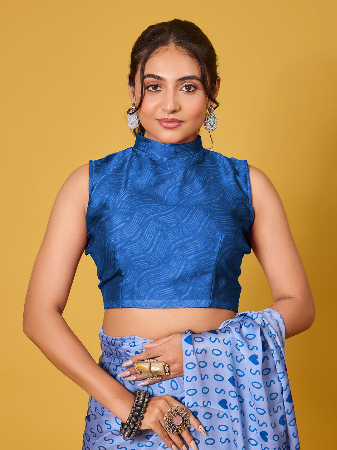 SOS Sassy Blue Satin Georgette Saree