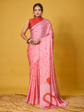 SOS Sassy Red Satin Georgette Saree
