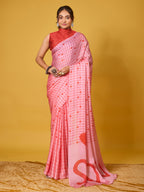 SOS Sassy Red Satin Georgette Saree