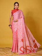 SOS Sassy Red Satin Georgette Saree