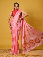 SOS Sassy Red Satin Georgette Saree