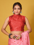SOS Sassy Red Satin Georgette Saree