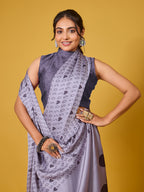 SOS Sassy Grey Satin Georgette Saree