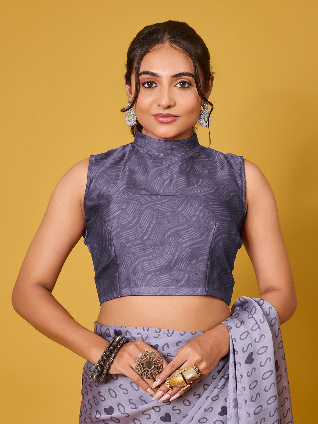 SOS Sassy Grey Satin Georgette Saree