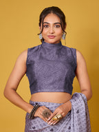 SOS Sassy Grey Satin Georgette Saree