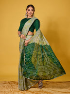 Traditional Green Chiffon Saree