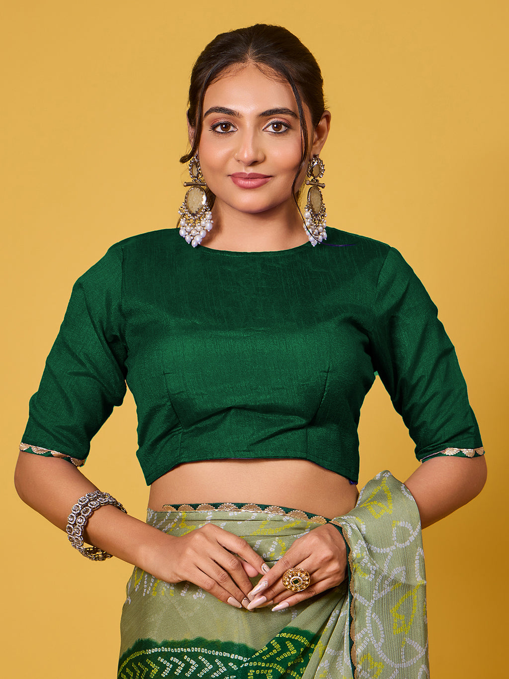 Traditional Green Chiffon Saree