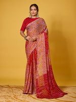 Traditional Orange Chiffon Saree