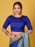 Exquisite Blue & Grey Bandhani Print Digital Satin Georgette Saree