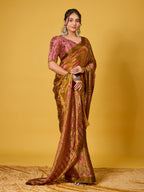 Trendy Mirror Work Saree With Heavy Mirror Blouse