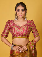 Trendy Mirror Work Saree With Heavy Mirror Blouse