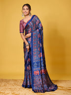 Trendy Mirror Work Saree With Heavy Mirror Blouse