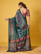 Trendy Mirror Work Saree With Heavy Mirror Blouse