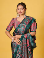 Trendy Mirror Work Saree With Heavy Mirror Blouse