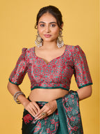 Trendy Mirror Work Saree With Heavy Mirror Blouse