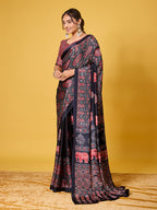 Trendy Mirror Work Saree With Heavy Mirror Blouse