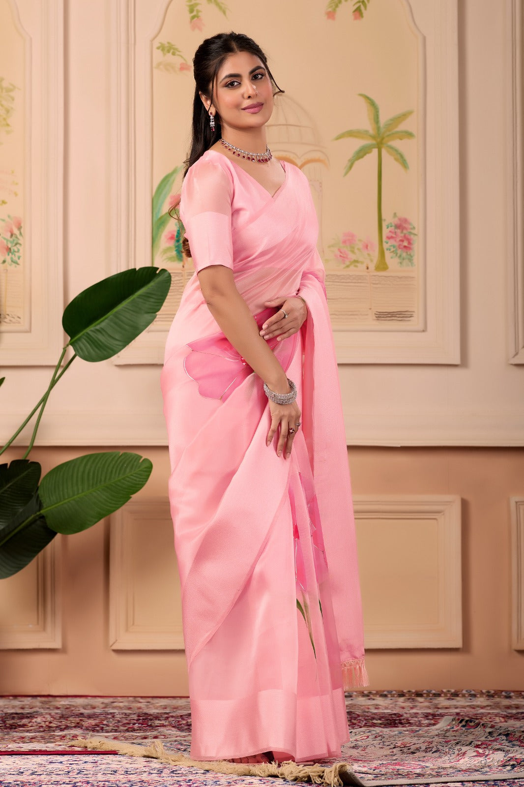 Everyday Grace Pink Organza Saree