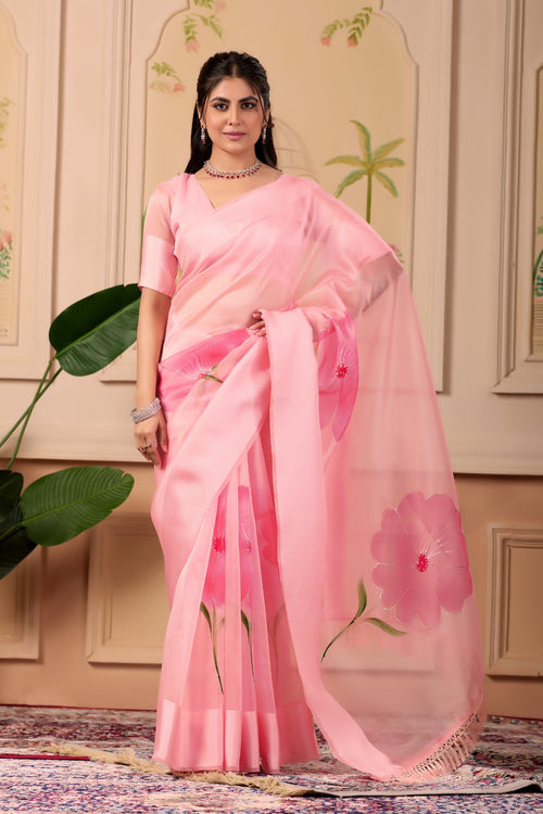 Everyday Grace Pink Organza Saree