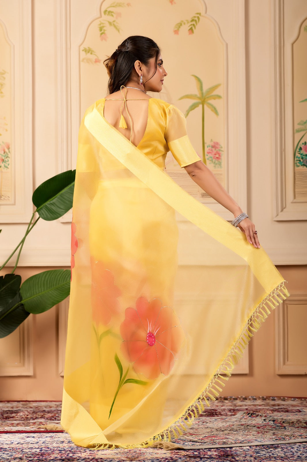 Everyday Grace Yellow Organza Saree