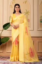Everyday Grace Yellow Organza Saree